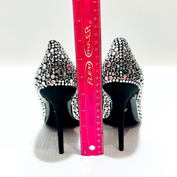 Versace Pumps 40/US 10 Black Crystal Embellished Leather Heel NIB $1,450 - Picture 11 of 14